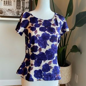 Ann Taylor Floral Peplum Blouse